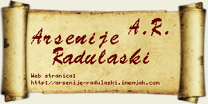 Arsenije Radulaški vizit kartica